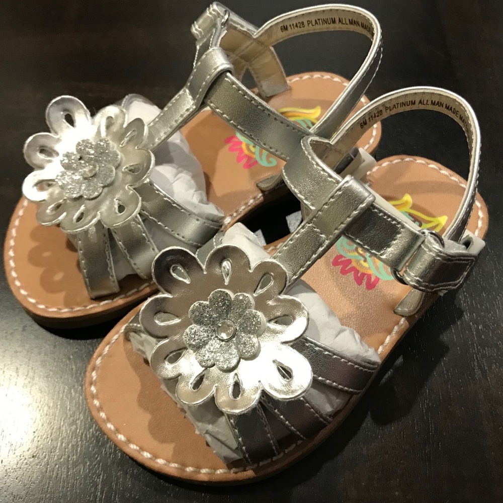 Rachel Shoes Platinum Silver Met Girls Sandals